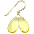 thumbnail image 1 of 14k Yellow Gold Filled Lemon Quartz Earrings Faceted Pear Briolette Simple Teardrops Soft Yellow Drops Designed for Adult Women, 1 of 5