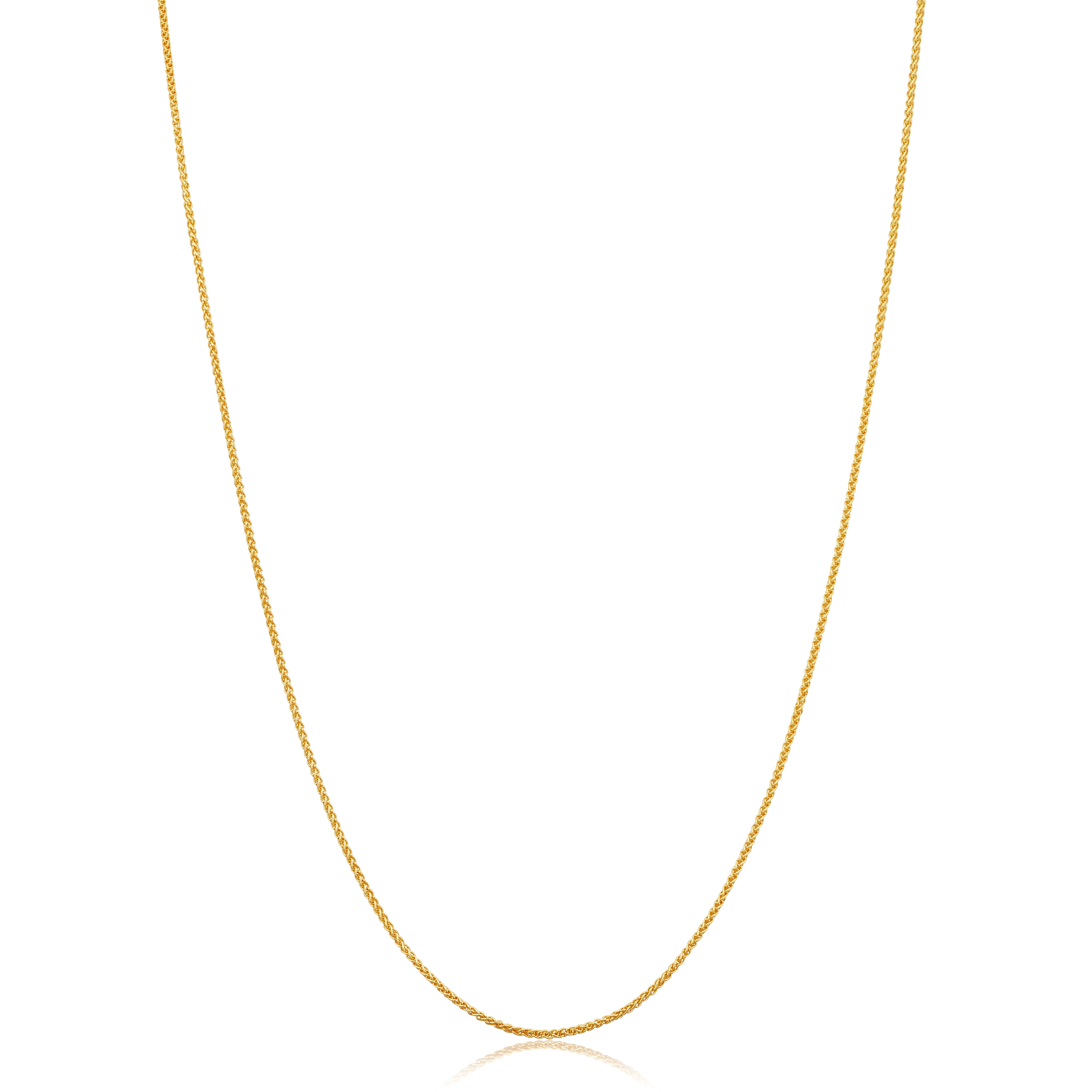 KoolJewelry 14k Yellow Gold Filled Round Wheat Chain Pendant Necklace (0.8 mm, 14 inch)