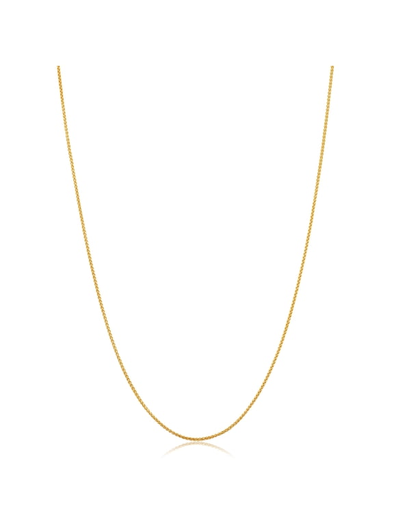 KoolJewelry 14k Yellow Gold Filled Round Wheat Chain Pendant Necklace (0.8 mm, 14 inch)