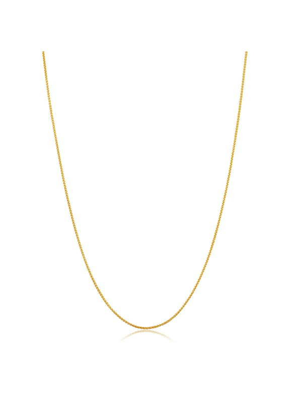 14k Yellow Gold Filled Round Wheat Chain Pendant Necklace (0.8 mm, 14 inch)