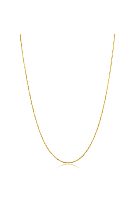 KoolJewelry 14k Yellow Gold Filled Round Wheat Chain Pendant Necklace (0.8 mm, 18 inch)