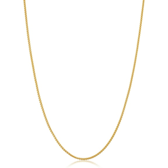 KoolJewelry 14k Yellow Gold Filled Round Wheat Chain Pendant Necklace (1.2 mm, 24 inch)