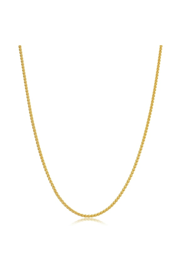 KoolJewelry 14k Yellow Gold Filled Round Wheat Chain Pendant Necklace (1.5 mm, 24 inch)