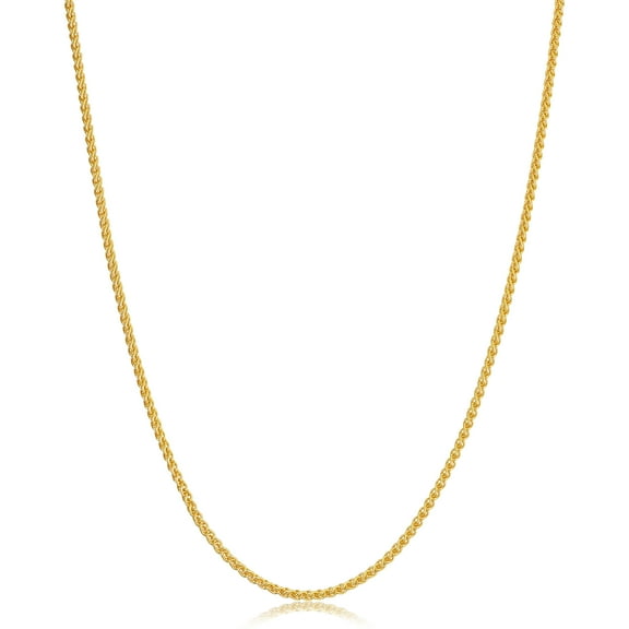 KoolJewelry 14k Yellow Gold Filled Round Wheat Chain Pendant Necklace (1.5 mm, 30 inch)