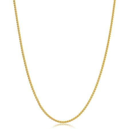KoolJewelry 14k Yellow Gold Filled Round Wheat Chain Pendant Necklace (1.5 mm, 36 inch)