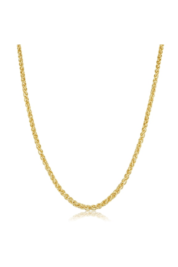 KoolJewelry 14k Yellow Gold Filled Round Wheat Chain Pendant Necklace (2.5 mm, 22 inch)