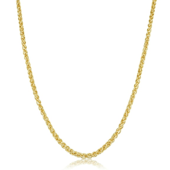 KoolJewelry 14k Yellow Gold Filled Round Wheat Chain Pendant Necklace (2.5 mm, 24 inch)
