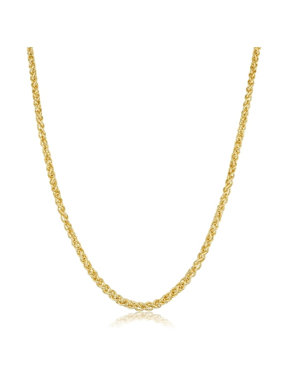 KoolJewelry 14k Yellow Gold Filled Round Wheat Chain Pendant Necklace (2.5 mm, 24 inch)