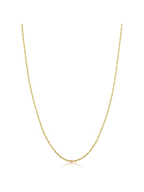 KoolJewelry 14k Yellow Gold Filled Singapore Chain Necklace (1mm, 20 inch)