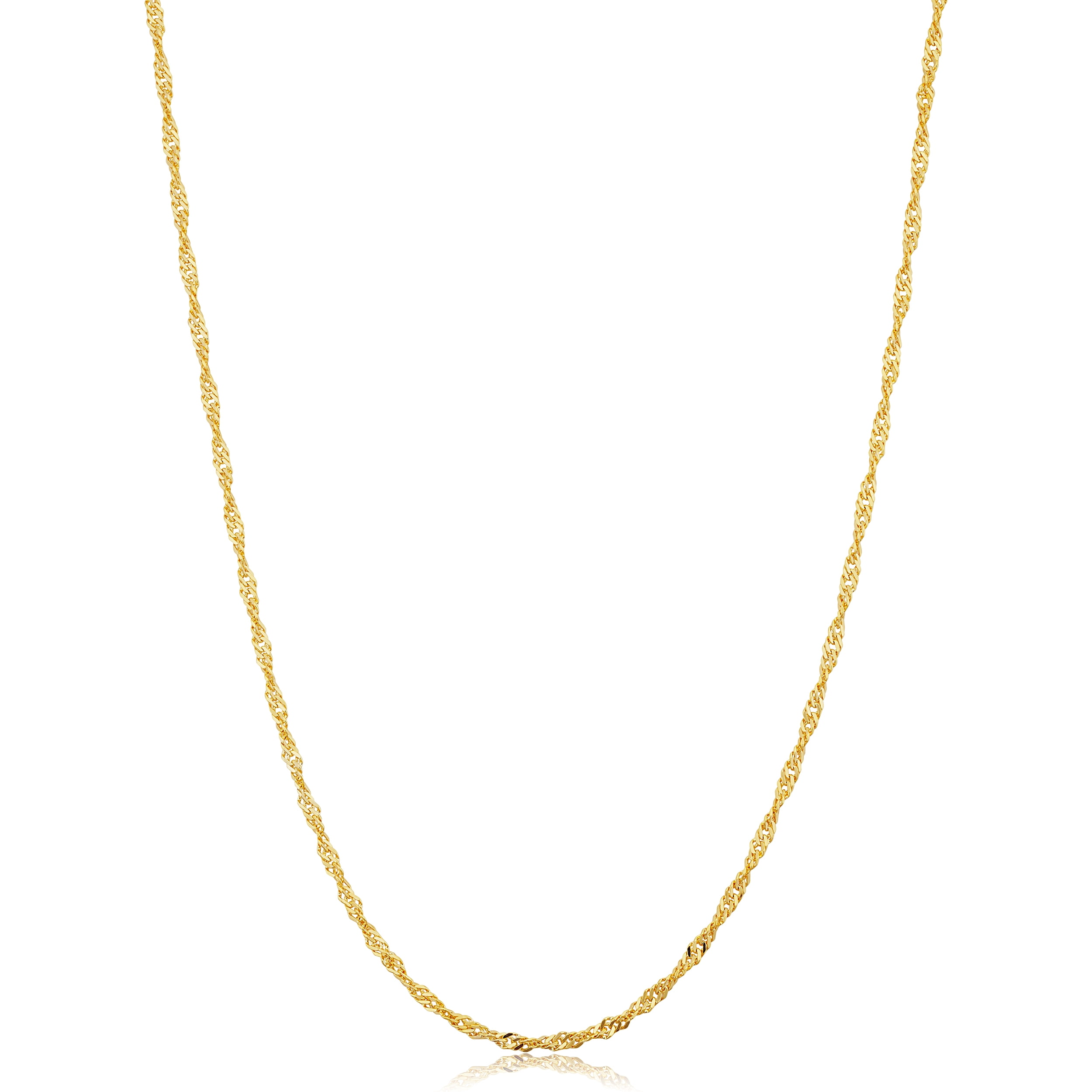 KoolJewelry 14k Yellow Gold Filled Singapore Chain Pendant Necklace (1.7 mm, 16 inch)