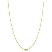 FREMADA KoolJewelry 14k Yellow Gold Filled Singapore Chain Pendant Necklace (1 mm, 14 inch)