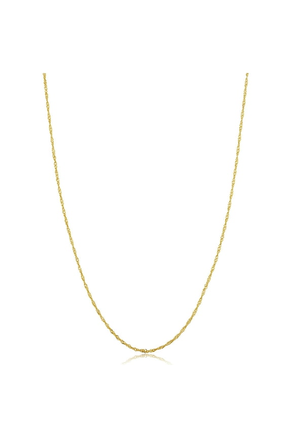 KoolJewelry 14k Yellow Gold Filled Singapore Chain Pendant Necklace (1 mm, 14 inch)