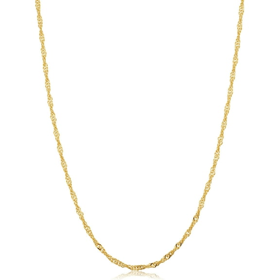 KoolJewelry 14k Yellow Gold Filled Singapore Chain Pendant Necklace (2 mm, 16 inch)