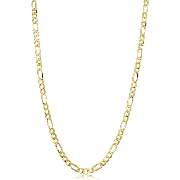 KoolJewelry 14k Yellow Gold Filled Solid Figaro Link Chain Necklace (3.3 mm, 24 inch)