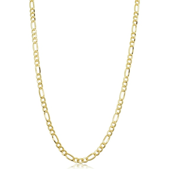 KoolJewelry 14k Yellow Gold Filled Solid Figaro Link Chain Necklace (3.3 mm, 36 inch)