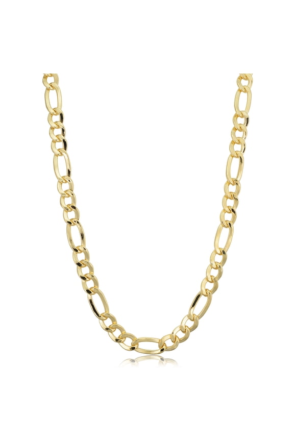 KoolJewelry 14k Yellow Gold Filled Solid Figaro Link Chain Necklace (6 mm, 20 inch)
