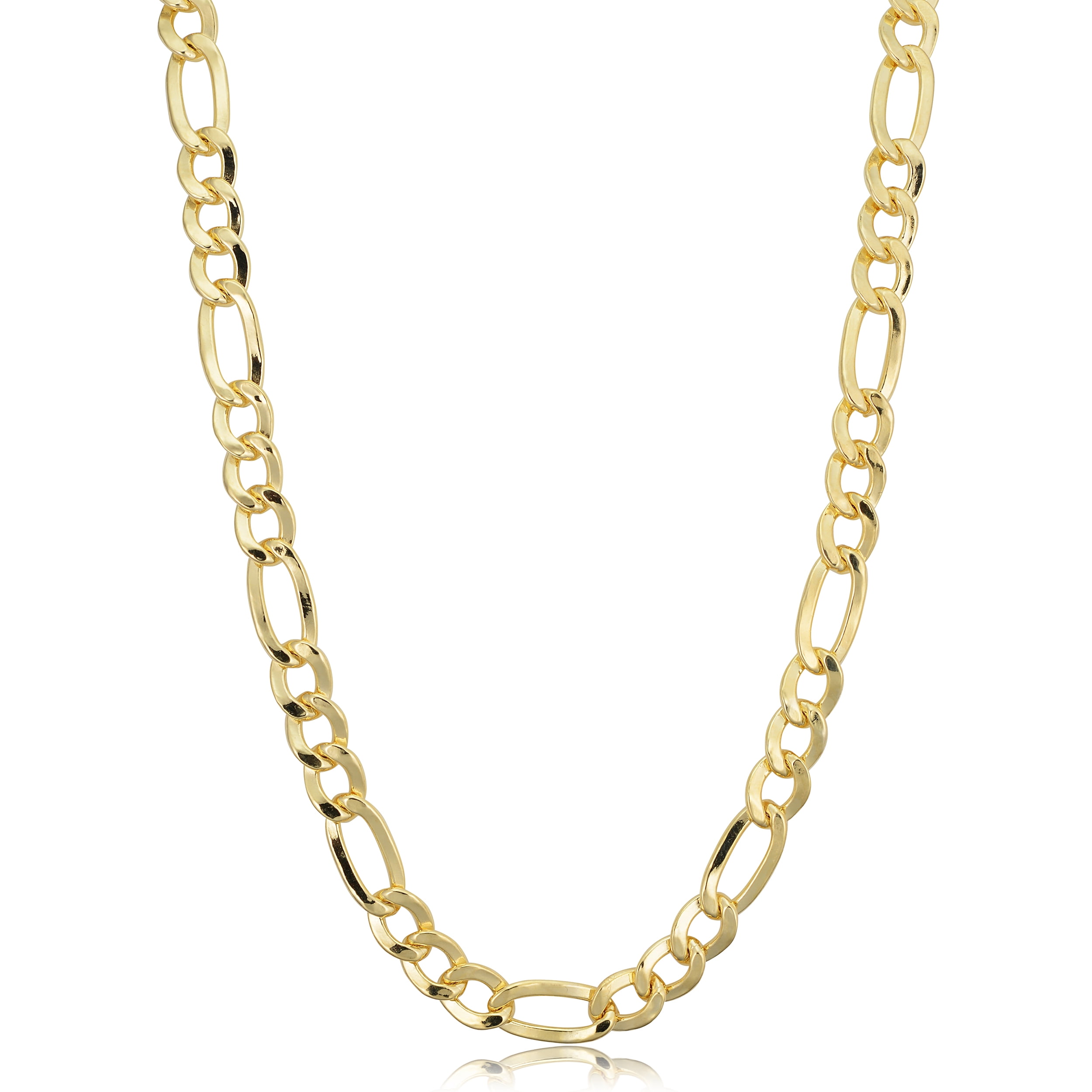 KoolJewelry 14k Yellow Gold Filled Solid Figaro Link Chain Necklace (6 mm, 22 inch)
