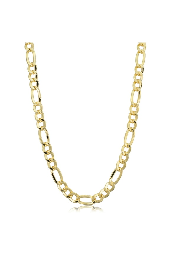 KoolJewelry 14k Yellow Gold Filled Solid Figaro Link Chain Necklace (6 mm, 22 inch)