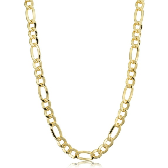 KoolJewelry 14k Yellow Gold Filled Solid Figaro Link Chain Necklace (6 mm, 30 inch)