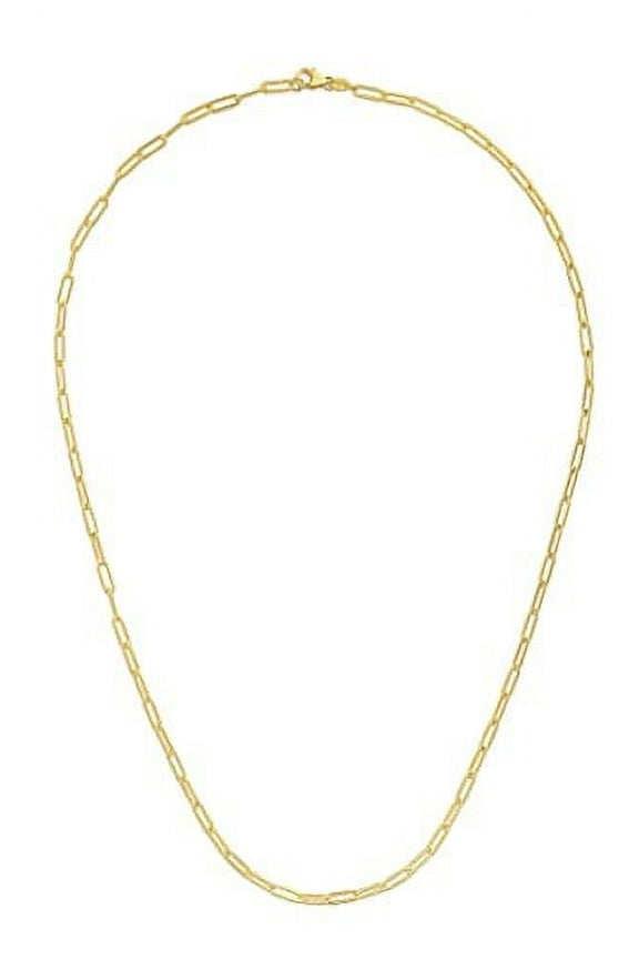 JewelStop 14K Yellow Gold Finish 4mm Polished Paperclip Paper Clip Chain with Lobster Clasp 24"