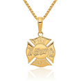 thumbnail image 1 of 14K Solid Yellow Gold Fire Department FD Fireman Necklace Firefighter Pendant Rescue Charm with chain 24inch, 1 of 7