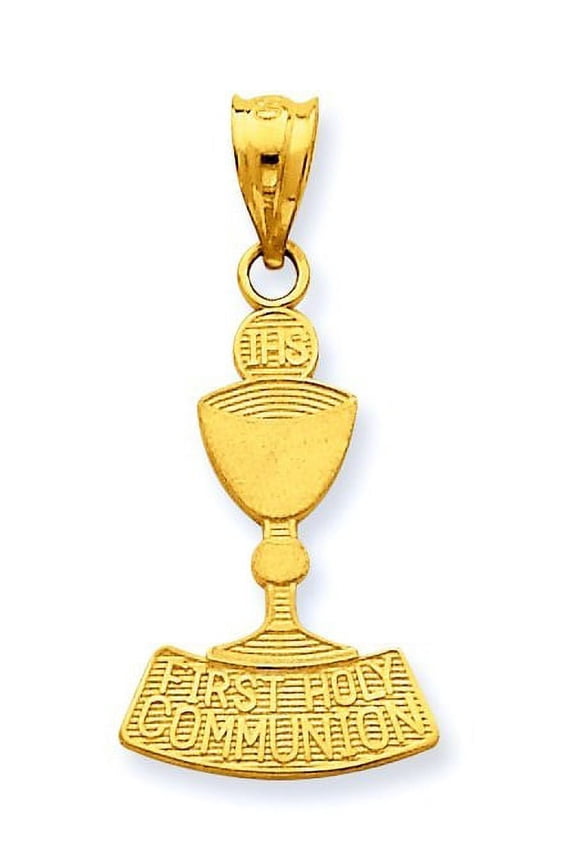 14k Yellow Gold First Holy Communion Chalice Pendant - Under 3/4 Inch X 1.1 Inch in 14K Yellow Gold