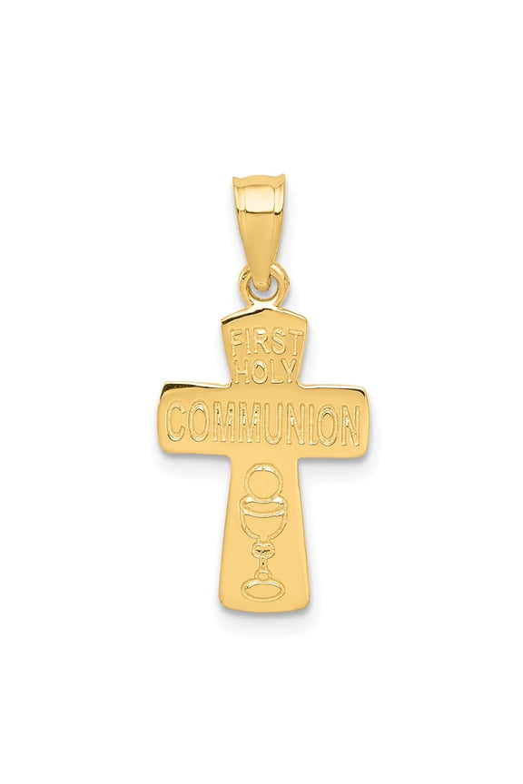 14k Yellow Gold First Holy Communion Cross Pendant Charm