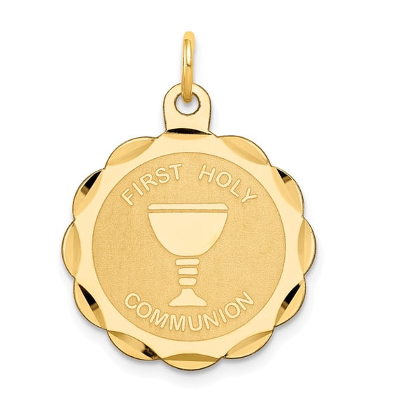 14k Yellow Gold First Holy Communion Disc Charm Pendant