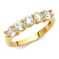 thumbnail image 1 of 14k Yellow Gold Five Stone CZ Wedding Band Round CZ Engagement Band Anniversary Five CZ Ring Size 9, 1 of 1
