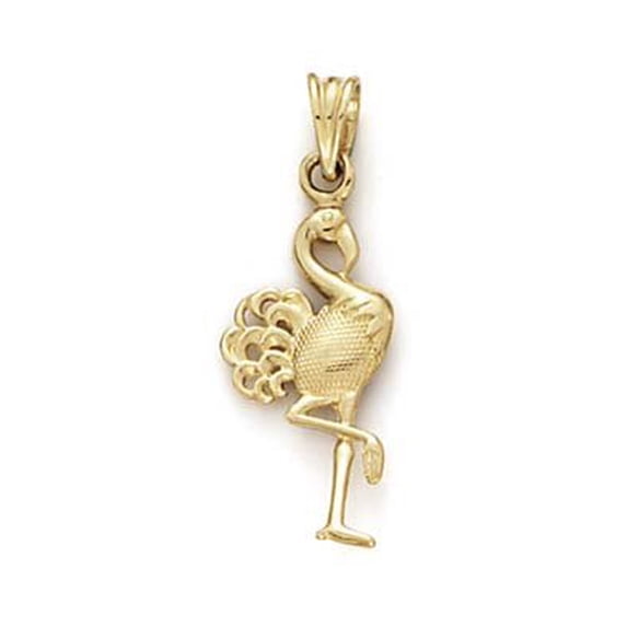 14k Yellow Gold Flamingo Pendant - .9 Grams