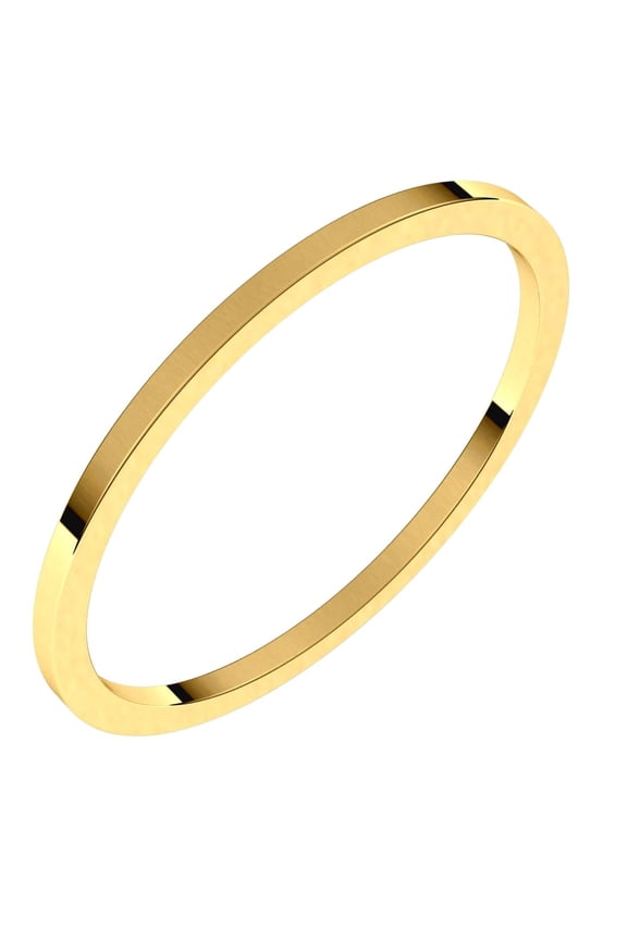 14k Yellow Gold Flat 1mm Flat Band Size 11 Ring for Women and Men - 1.2 Grams