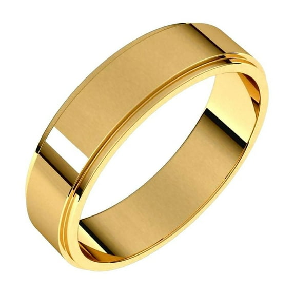 14k Yellow Gold Flat Edge 5mm Flat Edge Band Size 11 Ring for Women and Men - 4.9 Grams