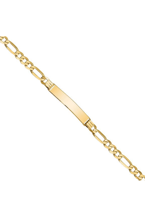 14K Solid Yellow Gold Figaro Link Name Bar Identification ID Bracelet