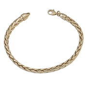 KoolJewelry 14k Yellow Gold Flat Weaved Bracelet 7.5 inch