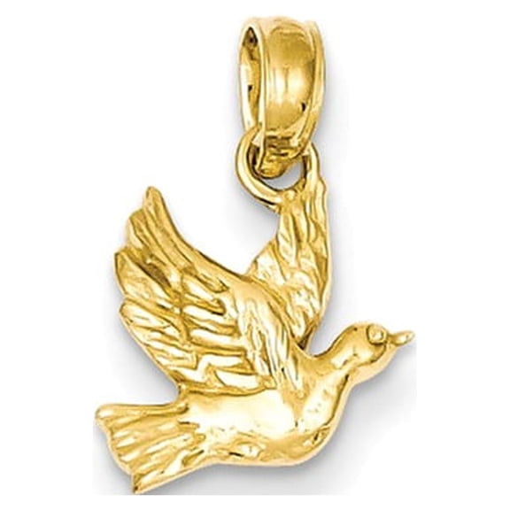 14k Yellow Gold Flying Dove Pendant