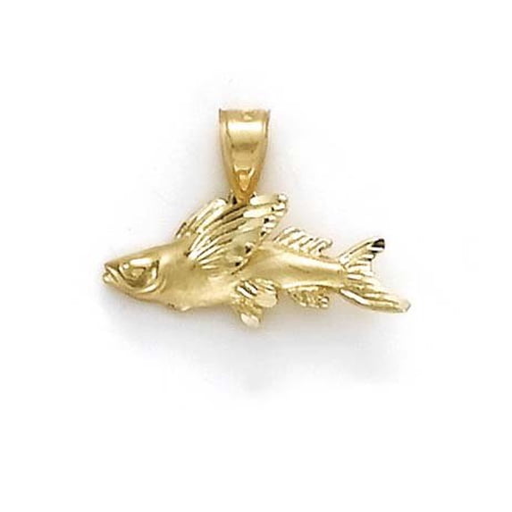 14k Yellow Gold Flying Fish Pendant - 2.2 Grams