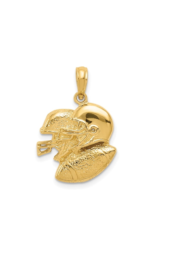 14k Yellow Gold Football Pendant with Helmet and Ball Design for Men and Unisex Fans, American Sports Symbolic Jewelry, Athletic Team Spirit Accessory