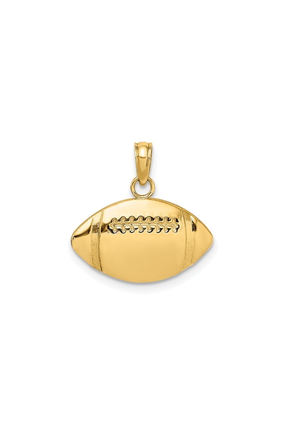 14k Yellow Gold Football Pendant for Men or Unisex, Detailed Sports Necklace Charm Symbolizing Teamwork, Athletic Pride, Jewelry for Coaches, Fans, or Athletes