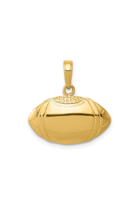 14k Yellow Gold Football Pendant for Men or Unisex with Detailed Stitching, Sports Charm Necklace Symbolizing Team Spirit, Athletic Pride Jewelry for Fans, Coaches, or Athletes