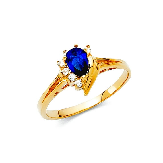 14k Yellow Gold For Women Cubic Zirconia Ring Size 7 Ring - 1.6 Grams