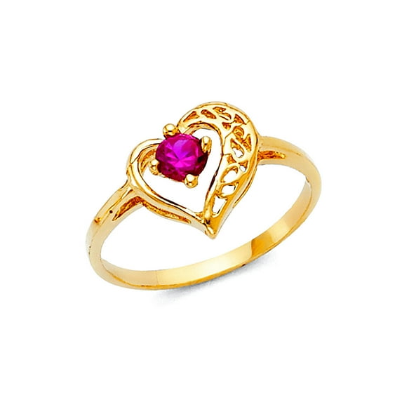 14k Yellow Gold For Women Cubic Zirconia Ring Size 7 Ring - 1.8 Grams