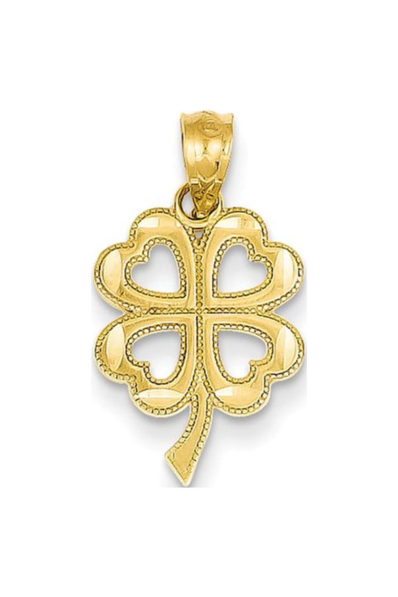 14k Yellow Gold Four Leaf Clover Pendant