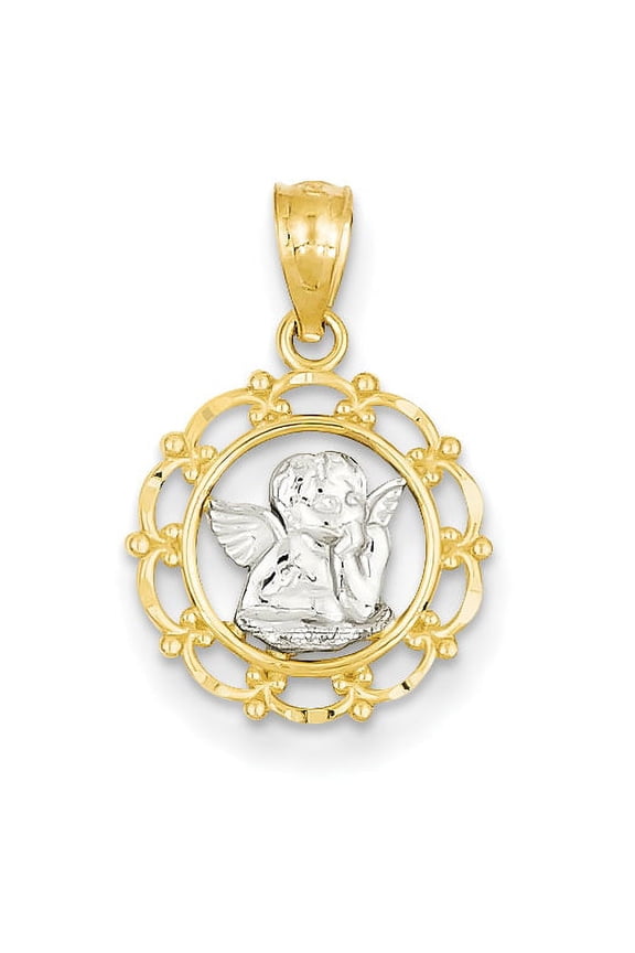 14k Yellow Gold Framed Cherub Pendant Charm