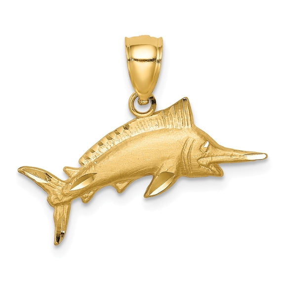 14k Yellow Gold Framed Sailfish Pendant