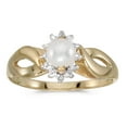 thumbnail image 1 of 14k Yellow Gold Freshwater Cultured Pearl And Diamond Ring, 1 of 2