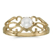 DIRECT-JEWELRY 14k Yellow Gold Freshwater Cultured Pearl filigree Ring