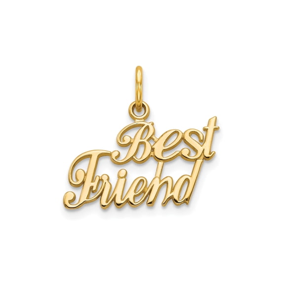 14k Yellow Gold Friend Pendant for Women, Script Lettering Charm for Necklace or Bracelet, Sentimental Friendship Jewelry, Elegant Symbol of Love and Connection