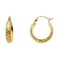 thumbnail image 1 of 14k Yellow Gold Full Sparkle-Cut Half Dome Hoop Earrings 18x18mm Hoop Earring for Women - 1.1 Grams, 1 of 2