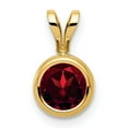thumbnail image 1 of 14k Yellow Gold Garnet Pendant Necklace for Women, Round Bezel-Set January Birthstone, Deep Red Gemstone Jewelry for Everyday or Special Occasion Wear, 1 of 6