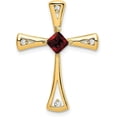 thumbnail image 1 of 14k Yellow Gold Garnet and Diamond Cross Chain Slide - 26.75mm, 1 of 6